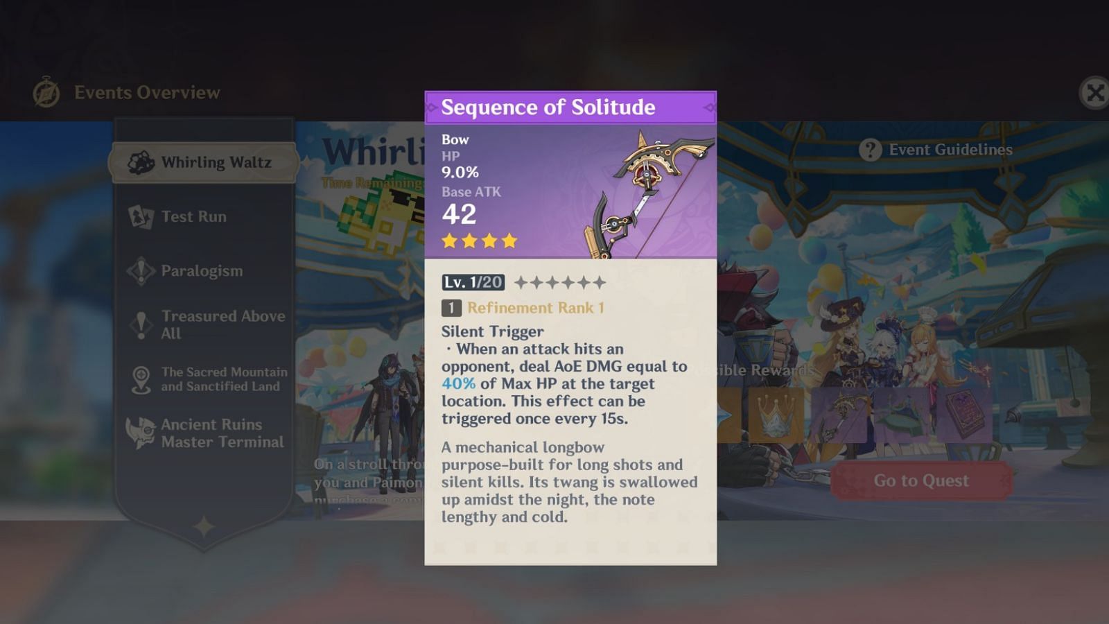 Stats for the new Sequence of Solitude 4-star bow
